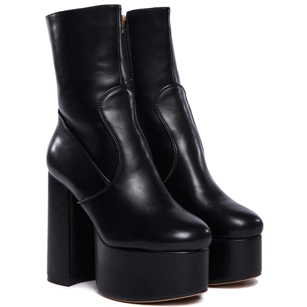 NWT Black Platform Boots sz 8 - Picture 1 of 6